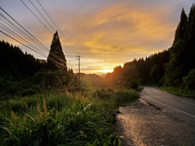 小国町の夕日